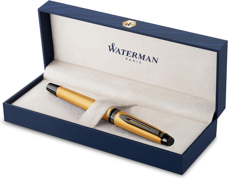 Waterman Expert Rollerball Pen - Metallic Gold Lacquer with Ruthenium Trim, Fine Point, Black Ink, Gift Box Included - Image 1